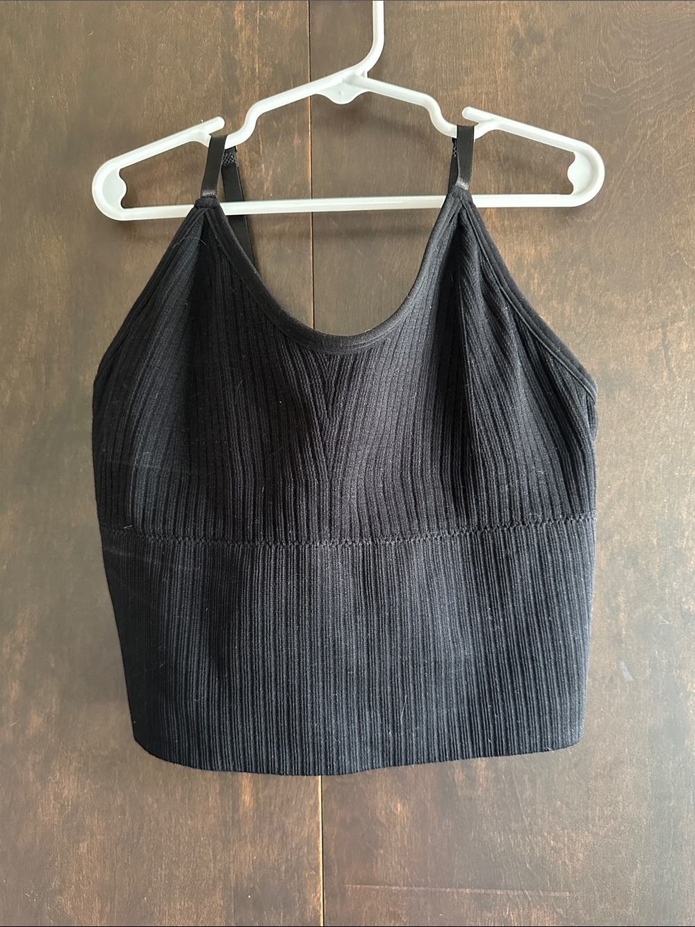 Women's Black Ribbed Cropped Camisole Tank